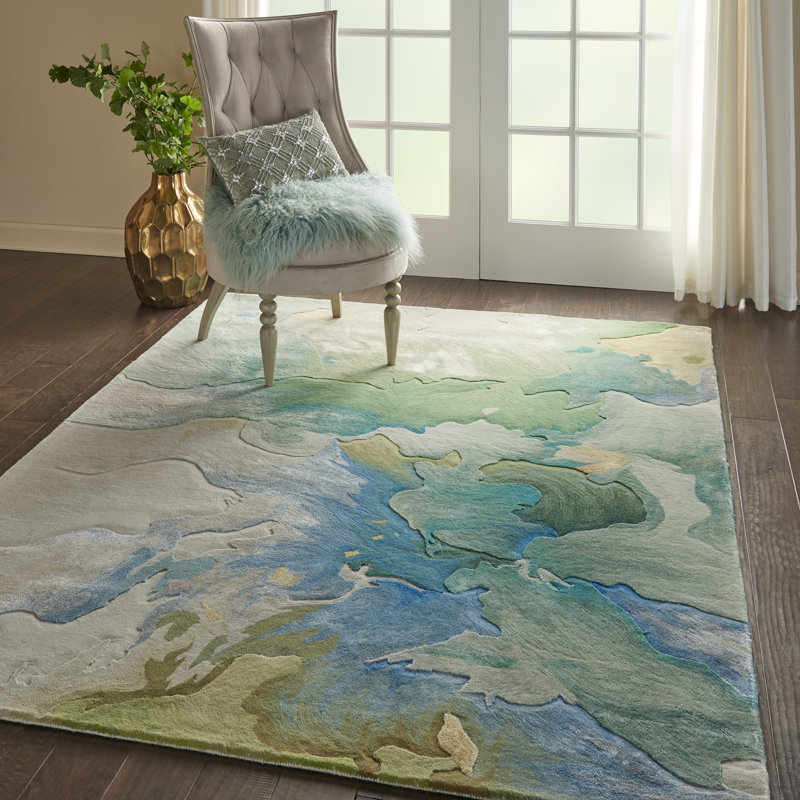 Nourison Tottenville Wool Abstract Area Rug in Green/Blue/Beige & Reviews Perigold